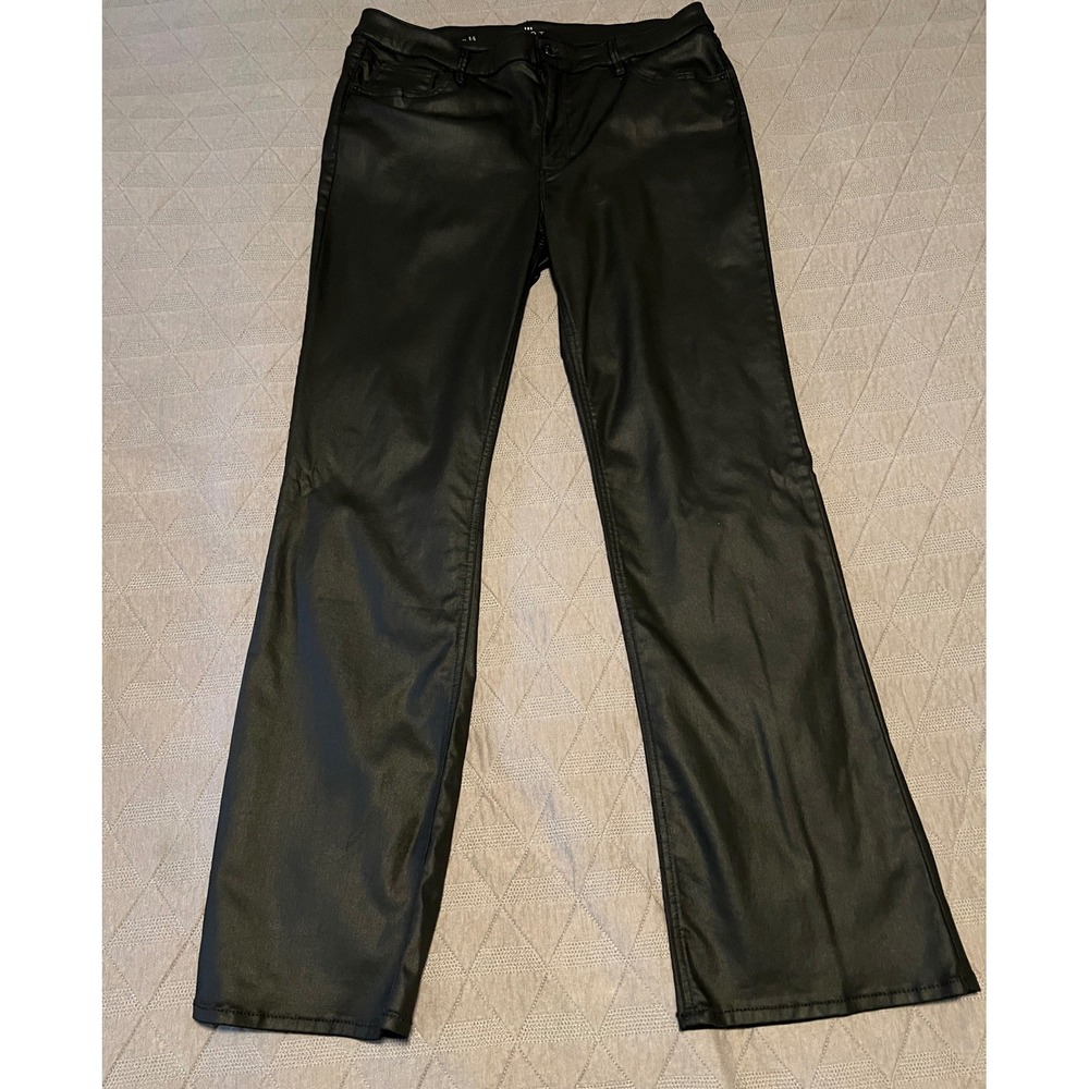 White House Black Market The Boot Pants Women 14 Black Coated High Rise